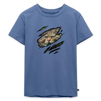 Wildkatze in mir - Kinder Premium Bio T-Shirt - Taubenblau - Vorne - Mikhail (115cm)