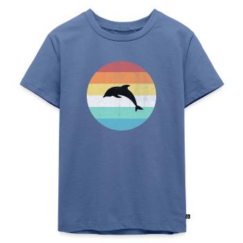 Delphin - Kinder Premium Bio T-Shirt - Taubenblau - Vorne - Mikhail (115cm)