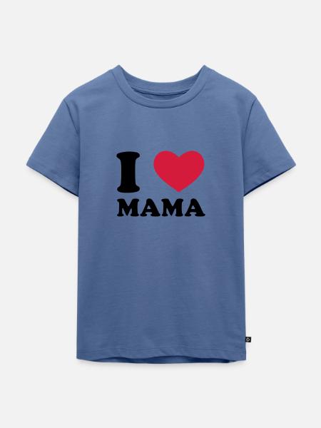 I Love Mama - Kinder Premium Bio T-Shirt - Taubenblau