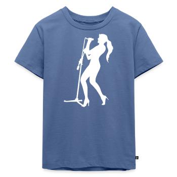 Sängerin am Mikrofon - Kinder Premium Bio T-Shirt - Taubenblau - Vorne - Mikhail (115cm)