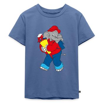Benjamin Blümchen mit Schultüte - Kinder Premium Bio T-Shirt - Taubenblau - Vorne - Mikhail (115cm)
