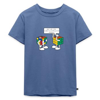 Rubik's Cube Zauberwürfel Comic - Kinder Premium Bio T-Shirt - Taubenblau - Vorne - Mikhail (115cm)