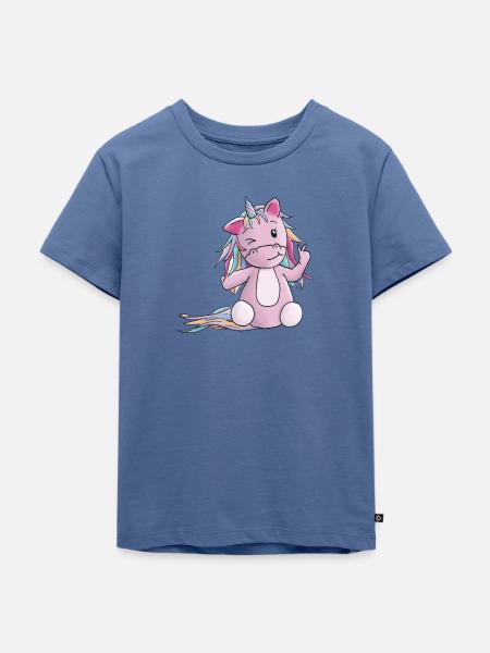 Einhorn Peace - Kinder Premium Bio T-Shirt - Taubenblau