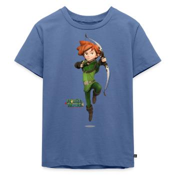 Robin Hood Schlitzohr von Sherwood Pose mit Bogen - Kinder Premium Bio T-Shirt - Taubenblau - Vorne - Mikhail (115cm)