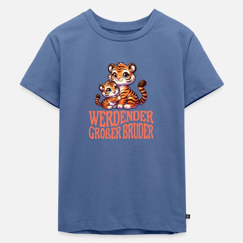 werdender Großer Bruder - Kinder Premium Bio T-Shirt - Taubenblau
