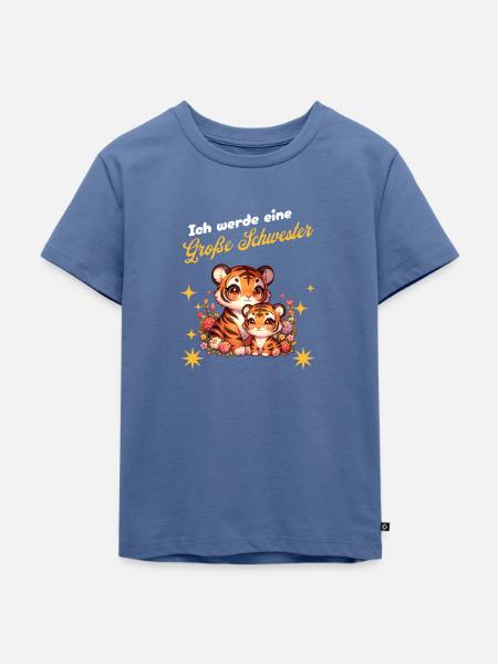 Ich werde eine große Schwester - Kinder Premium Bio T-Shirt - Taubenblau