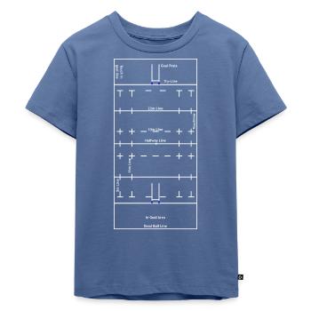 Rugby-Union-Spielfeld-Layout - Kinder Premium Bio T-Shirt - Taubenblau - Vorne - Mikhail (115cm)