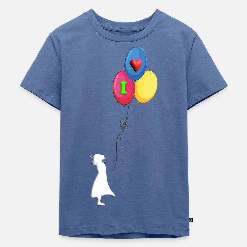 Kind Luftballon I Love - Kinder Premium Bio T-Shirt - Taubenblau