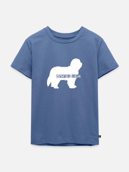 Bearded Collie - Kinder Premium Bio T-Shirt - Taubenblau
