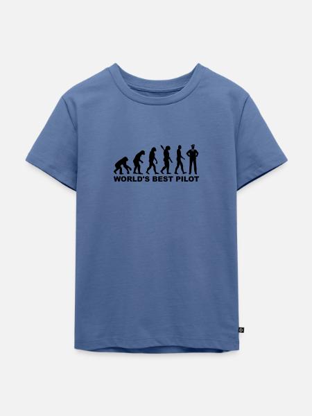 Pilot - Kinder Premium Bio T-Shirt - Taubenblau