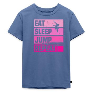 Eat sleep Jump Trampolinspringer Trampolin - Kinder Premium Bio T-Shirt - Taubenblau - Vorne - Mikhail (115cm)