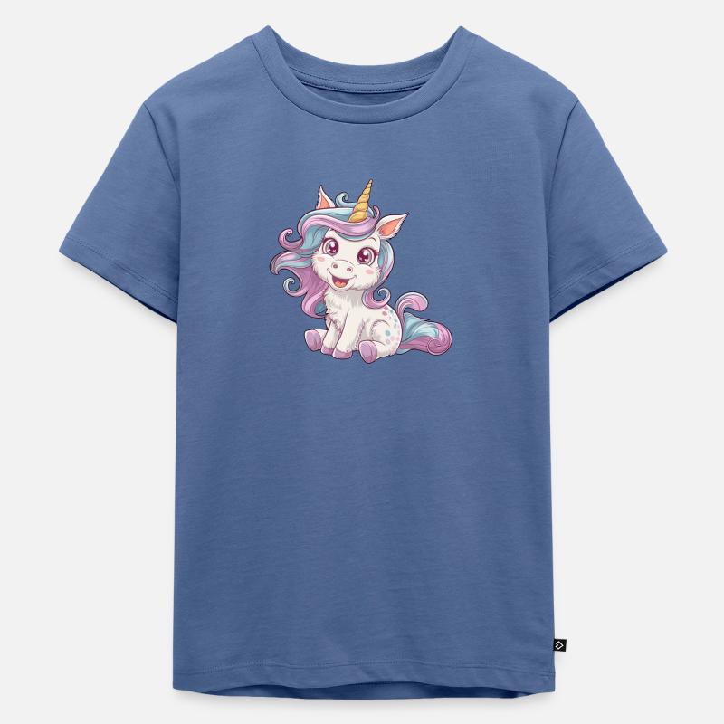 Rosi Regenbogen - Kinder Premium Bio T-Shirt - Taubenblau