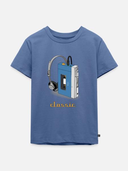 CLASSIC-WALKMAN im Retrodesign, blau - Kinder Premium Bio T-Shirt - Taubenblau