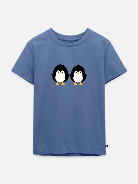 Zwei Pinguine - Kinder Premium Bio T-Shirt - Taubenblau