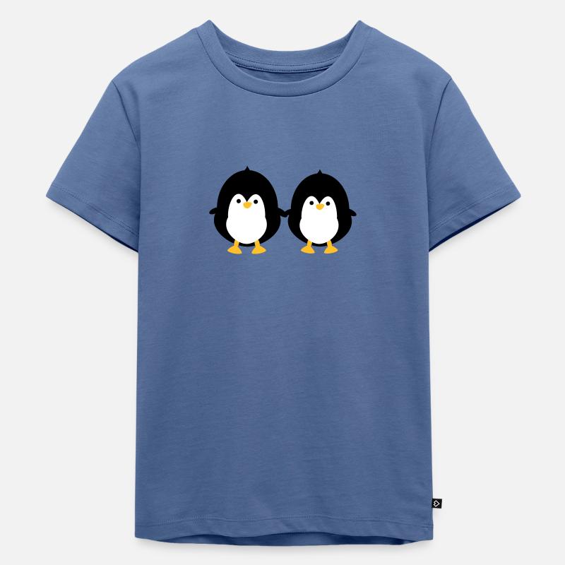 Deux pingouins - T-shirt Premium bio Enfant - bleu pigeon