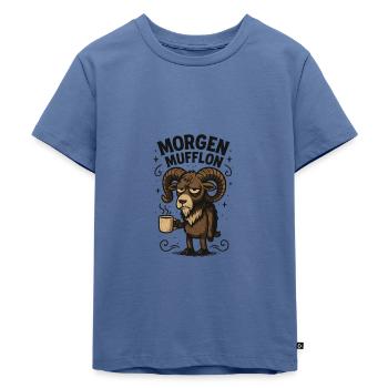 Lustiges Morgen Mufflon Morgenmuffel Kaffee - Kinder Premium Bio T-Shirt - Taubenblau - Vorne - Mikhail (115cm)