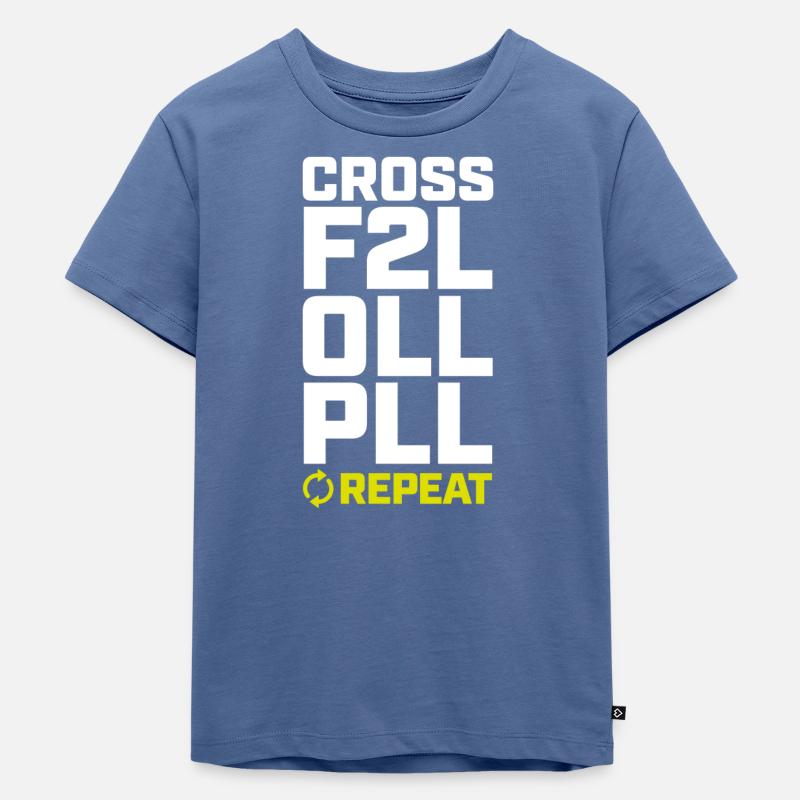 CFOP REPEAT. Cubing-Cube-Cuber-Speedcubing - Kinder Premium Bio T-Shirt - Taubenblau
