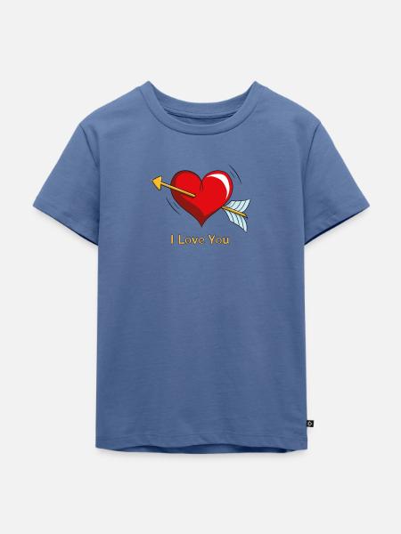 Amors Herz - Kinder Premium Bio T-Shirt - Taubenblau