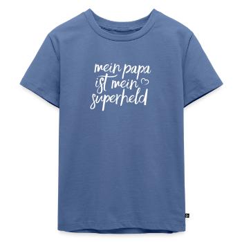 Mein Papa ist mein Superheld - Kinder Premium Bio T-Shirt - Taubenblau - Vorne - Mikhail (115cm)