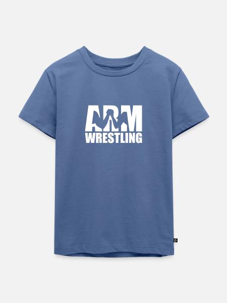 Armdrücken - Kinder Premium Bio T-Shirt - Taubenblau