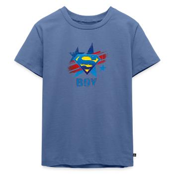 Superman S-Shield Boy - Kinder Premium Bio T-Shirt - Taubenblau - Vorne - Mikhail (115cm)