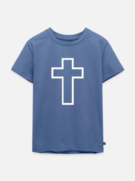Kreuz - Kinder Premium Bio T-Shirt - Taubenblau