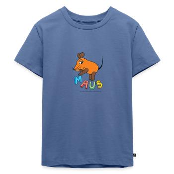 Die Maus mit Buchstaben - Kinder Premium Bio T-Shirt - Taubenblau - Vorne - Mikhail (115cm)