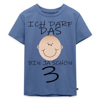 3 Geburtstag - Kinder Premium Bio T-Shirt - Taubenblau - Vorne - Mikhail (115cm)