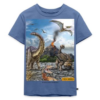 T-Rex World Dinosaurier Vor 85 Millionen Jahren - Kinder Premium Bio T-Shirt - Taubenblau - Vorne - Mikhail (115cm)