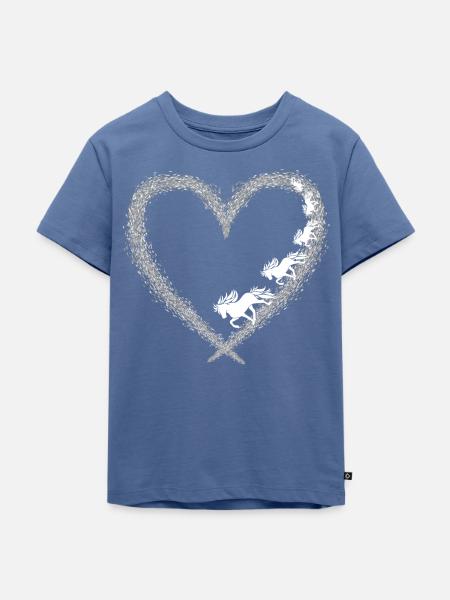 Herz mit Tölt - Kinder Premium Bio T-Shirt - Taubenblau