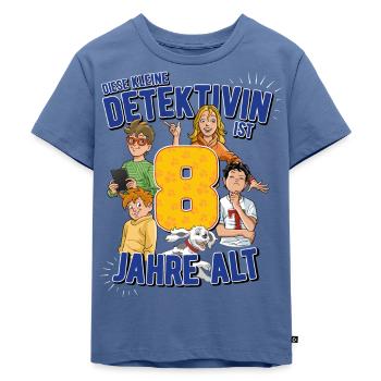 TKKG Junior 8. Geburtstag Acht Jahre Gelb Geschenk - Kinder Premium Bio T-Shirt - Taubenblau - Vorne - Mikhail (115cm)