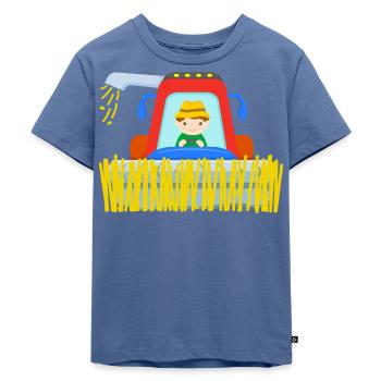 Mähdrescher Bauer Feld Bauernhof - Kinder Premium Bio T-Shirt - Taubenblau - Vorne - Mikhail (115cm)