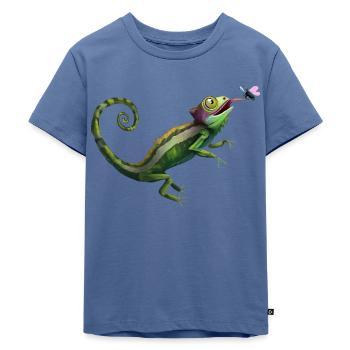 chamäleon frisst fliege - Kinder Premium Bio T-Shirt - Taubenblau - Vorne - Mikhail (115cm)
