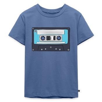 Kassette - Kinder Premium Bio T-Shirt - Taubenblau - Vorne - Mikhail (115cm)