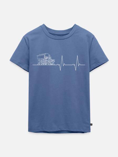 Pulslinie Pfahlbau weiß - Kinder Premium Bio T-Shirt - Taubenblau
