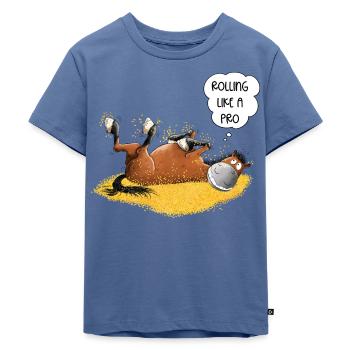 Drolliges Pferd Wälzt SichFür Pferde Freund Spruch - Kinder Premium Bio T-Shirt - Taubenblau - Vorne - Mikhail (115cm)