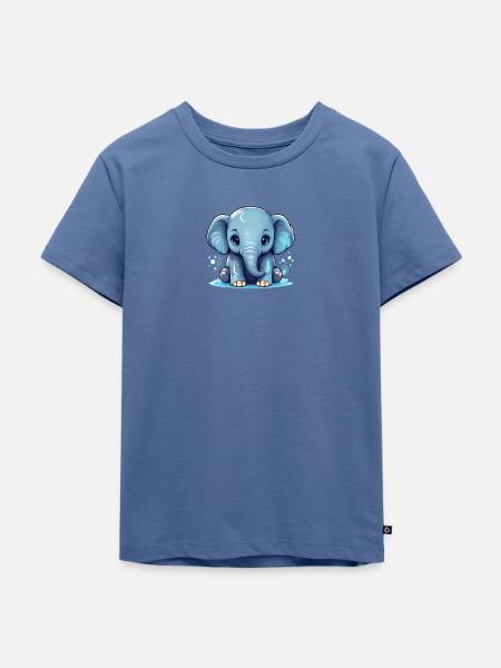Baby-Elefant - Kinder Premium Bio T-Shirt - Taubenblau