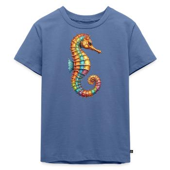 Hübsches dekoratives Seepferdchen - Kinder Premium Bio T-Shirt - Taubenblau - Vorne - Mikhail (115cm)