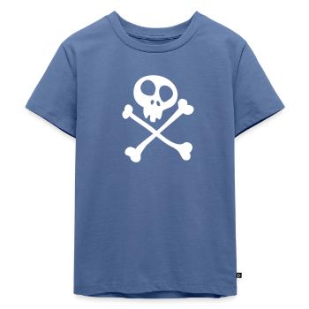 Pirat (Totenkopf) - Kinder Premium Bio T-Shirt - Taubenblau - Vorne - Mikhail (115cm)