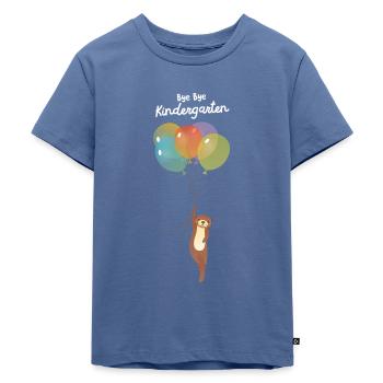 Einschulung Geschenk - Bye Bye Kindergarten - Kinder Premium Bio T-Shirt - Taubenblau - Vorne - Mikhail (115cm)