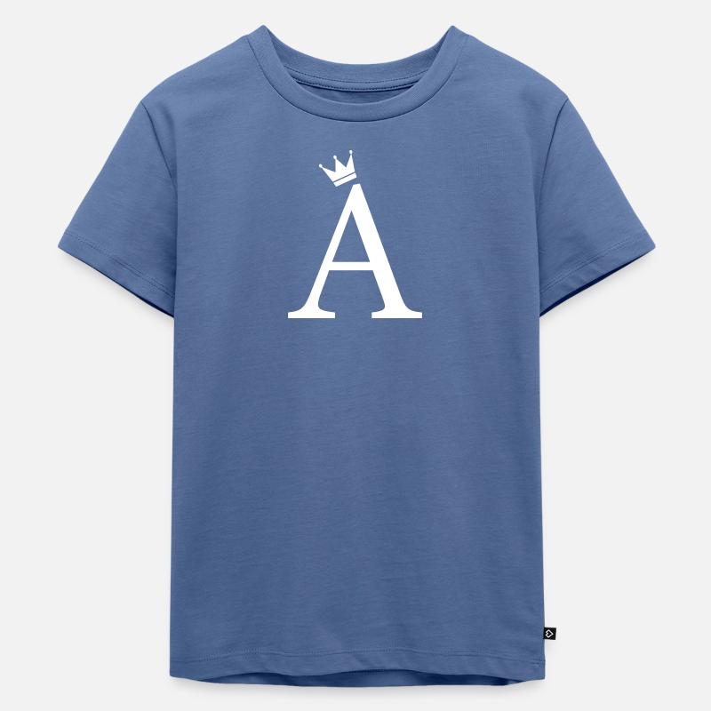 A Monogramm-Krone - Kinder Premium Bio T-Shirt - Taubenblau
