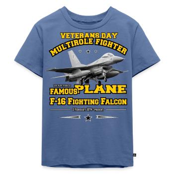 Veteranen Tag F-16 Falkenjäger - Kinder Premium Bio T-Shirt - Taubenblau - Vorne - Mikhail (115cm)