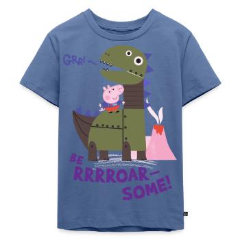 Peppa Wutz Liebt Dinosaurier Roarsome - Kinder Premium Bio T-Shirt - Taubenblau - Vorne - Mikhail (115cm)