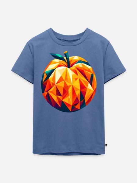Geometrische Aprikose: Low-Poly-Fruchtkunst - Kinder Premium Bio T-Shirt - Taubenblau