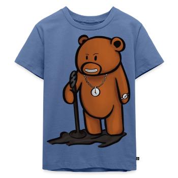 Rap Bear - Kids Premium Organic T-Shirt - stone blue - Front - Mikhail (115cm)