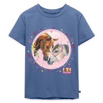 Pferdefreunde Pferdeliebe - Kinder Premium Bio T-Shirt - Taubenblau - Vorne - Mikhail (115cm)