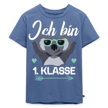 Ich bin 1. Klasse Einschulung Schulkind Kind Koala - Kinder Premium Bio T-Shirt - Taubenblau - Vorne - Mikhail (115cm)