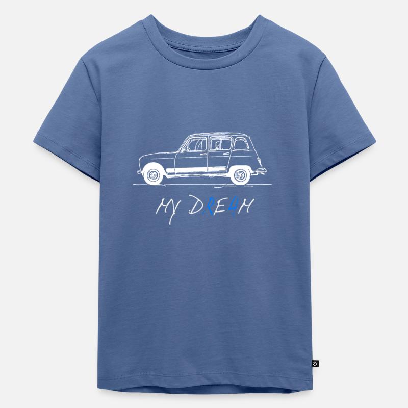 French Oldtimer R4 Scribble - Kinder Premium Bio T-Shirt - Taubenblau