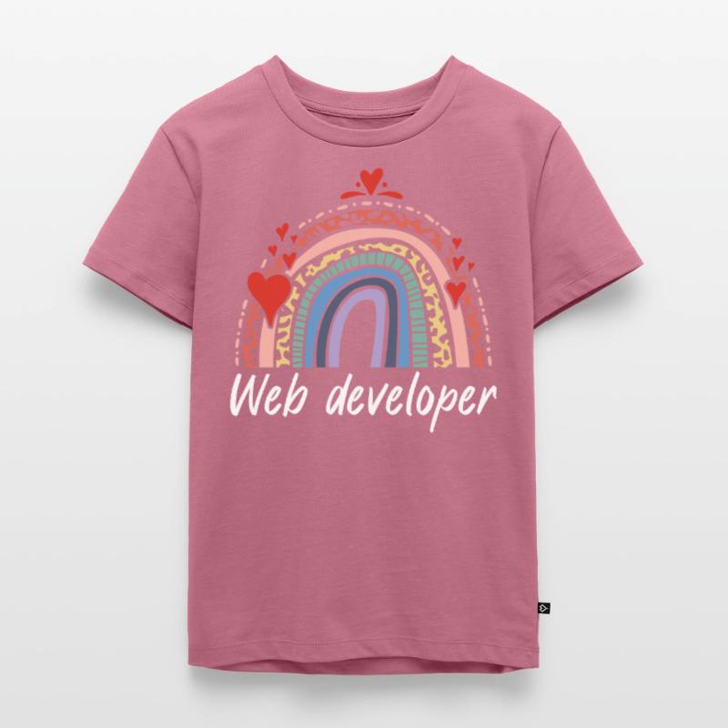 Rainbow Web Developer Programmer Kinder Premium Bio T-Shirt