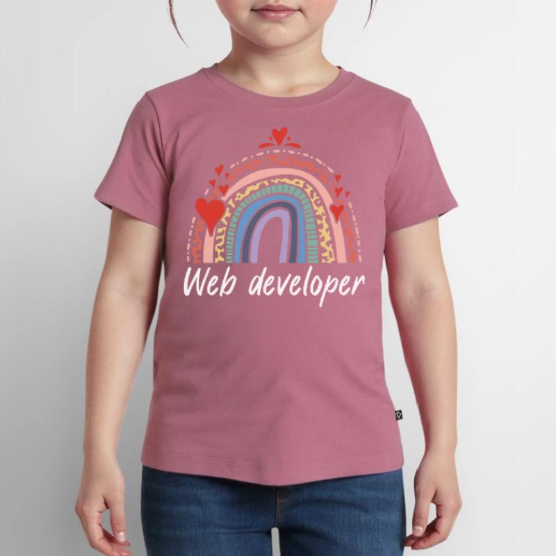 Rainbow Web Developer Programmer Kinder Premium Bio T-Shirt